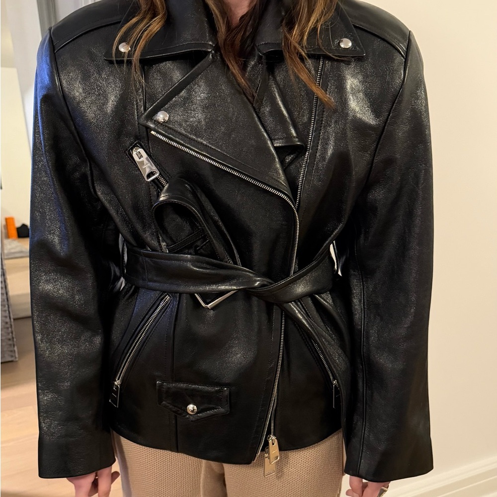 KHAITE Black Leather Fabbie Jacket